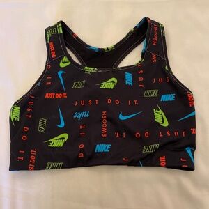 Nike Blue All Over Logo Sports-bra Large